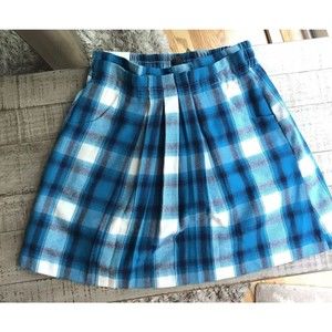 New Gapkids Girls Skirt Blue White Xl 12 Y Pleaded Pockets Above Knee